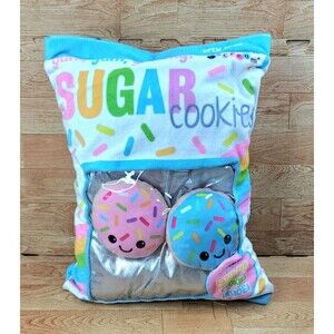 Iscream Sugar Cookie Pillow Zip Up 12" Plush Pretend Play 2 Cookies Included